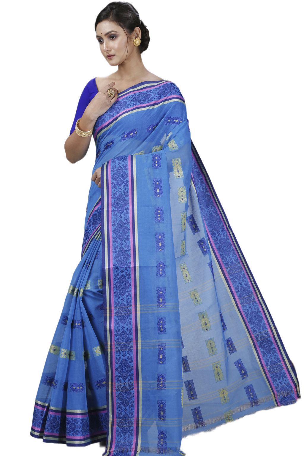 Blue Pure Cotton Uditi Tant Saree (1226)